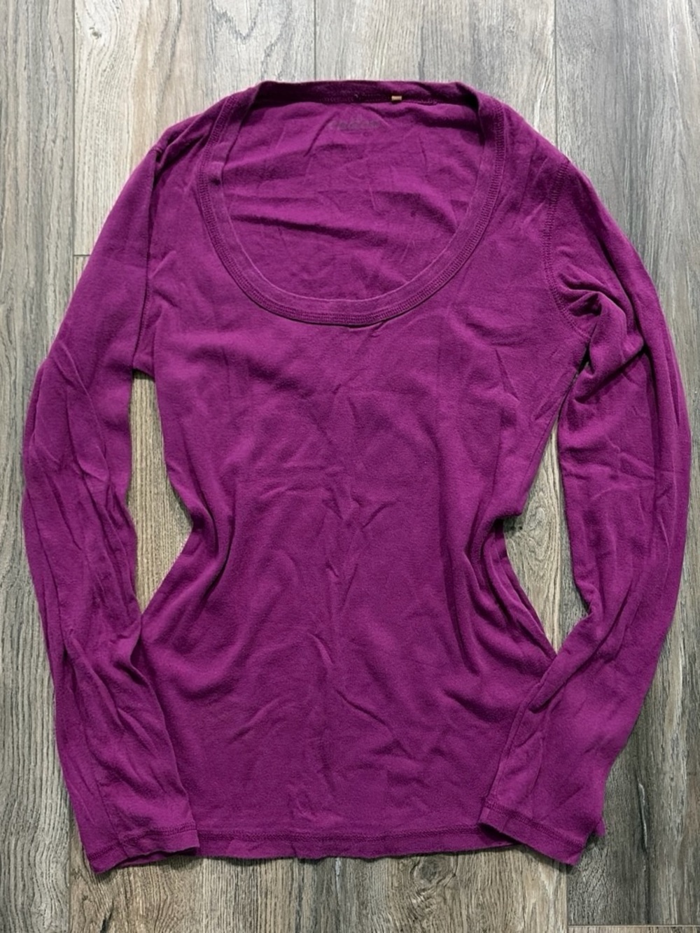 Caslon Purple Scoop Neck Long Sleeve Top Small